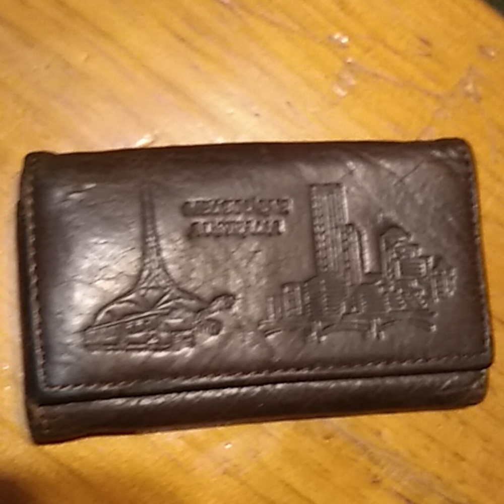 Vintage Unisex brown leather key ring case